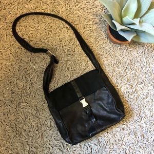 COPY - VINTAGE PRADA-Black Lambskin and Nylon Fabric Shoulder Bag